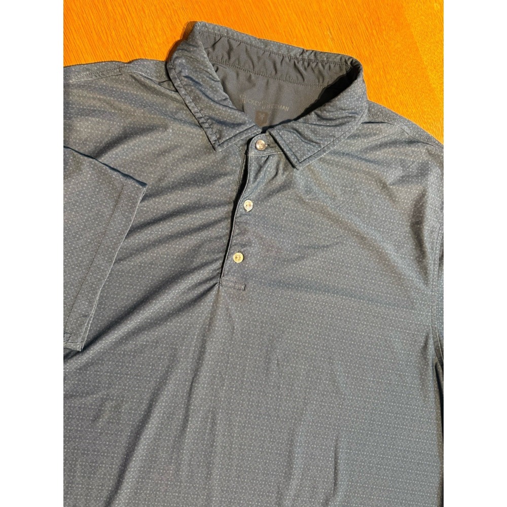 Hickey Freeman Polo Shirt Mens XL Blue Micro Geometric Performance Golf‎